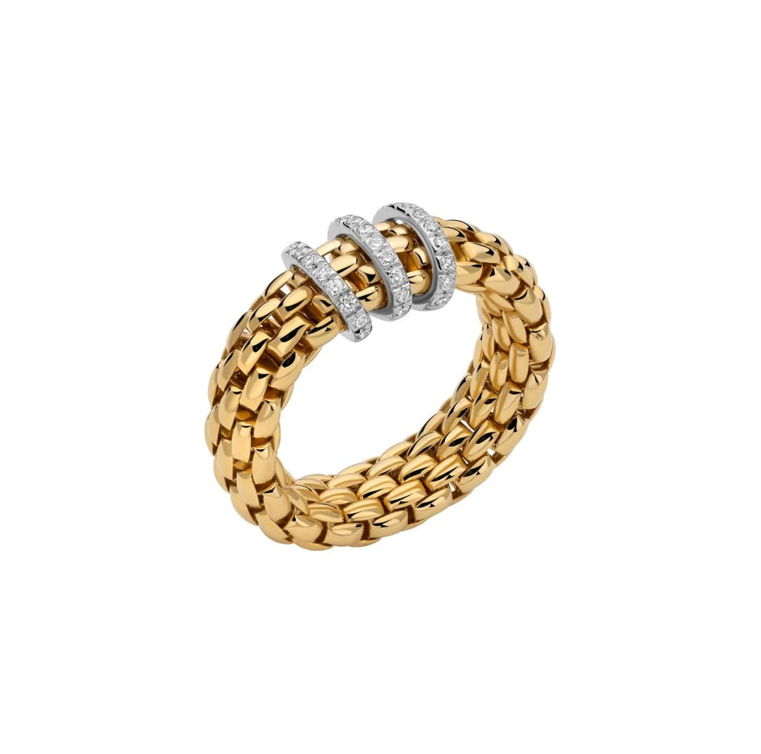 FOPE Flex’it Vendome Ring with Diamonds, 18K Yellow and White Gold
