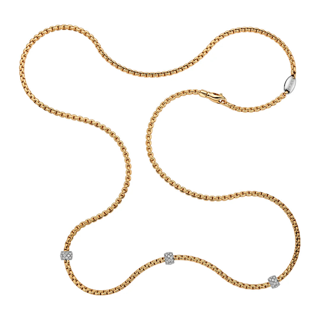 FOPE 3-Station Necklace in 18K Yellow Gold with .54 CTW Diamonds