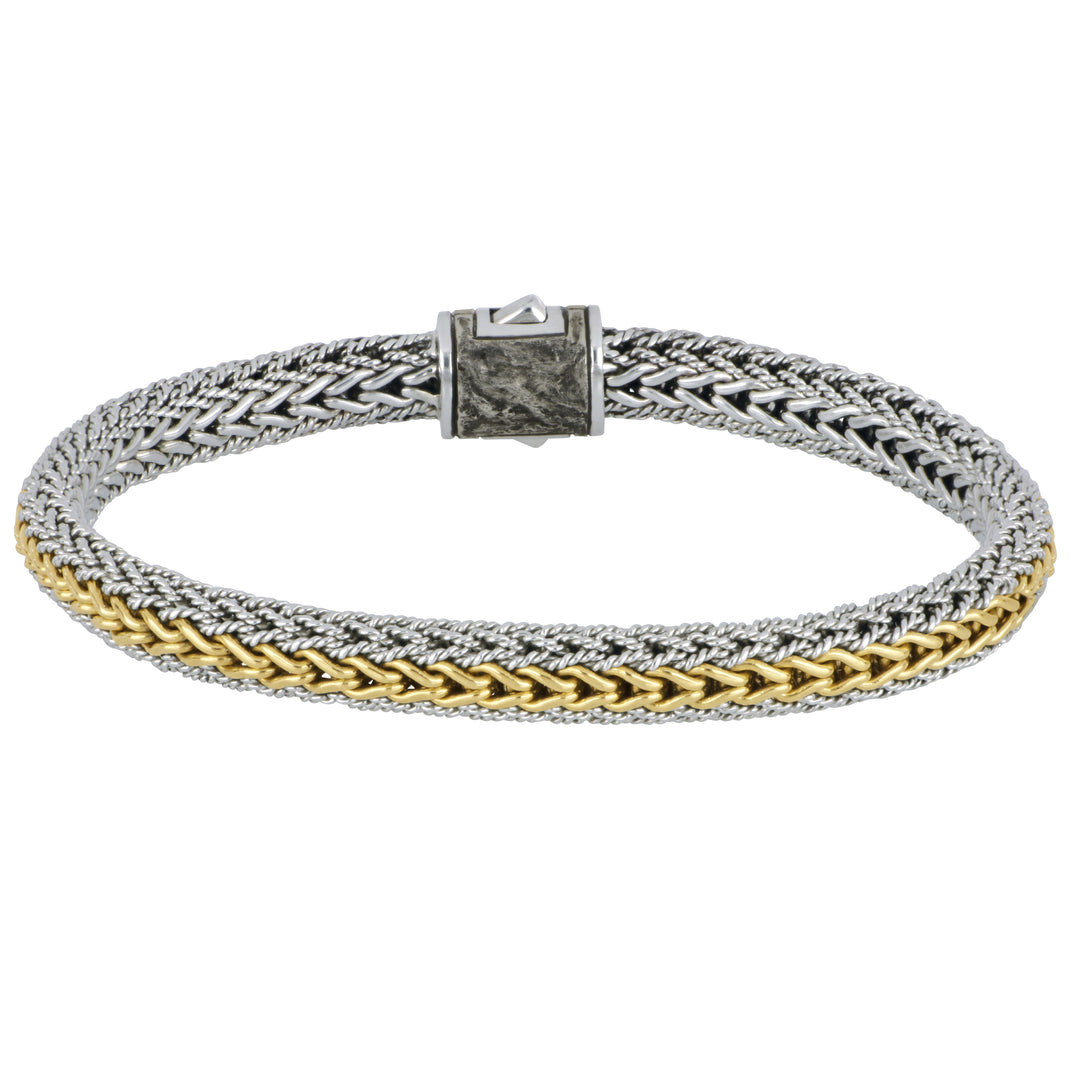 John Hardy 18K Yellow Gold & Sterling Silver Reversible Chain Bracelet, 7mm, Size M