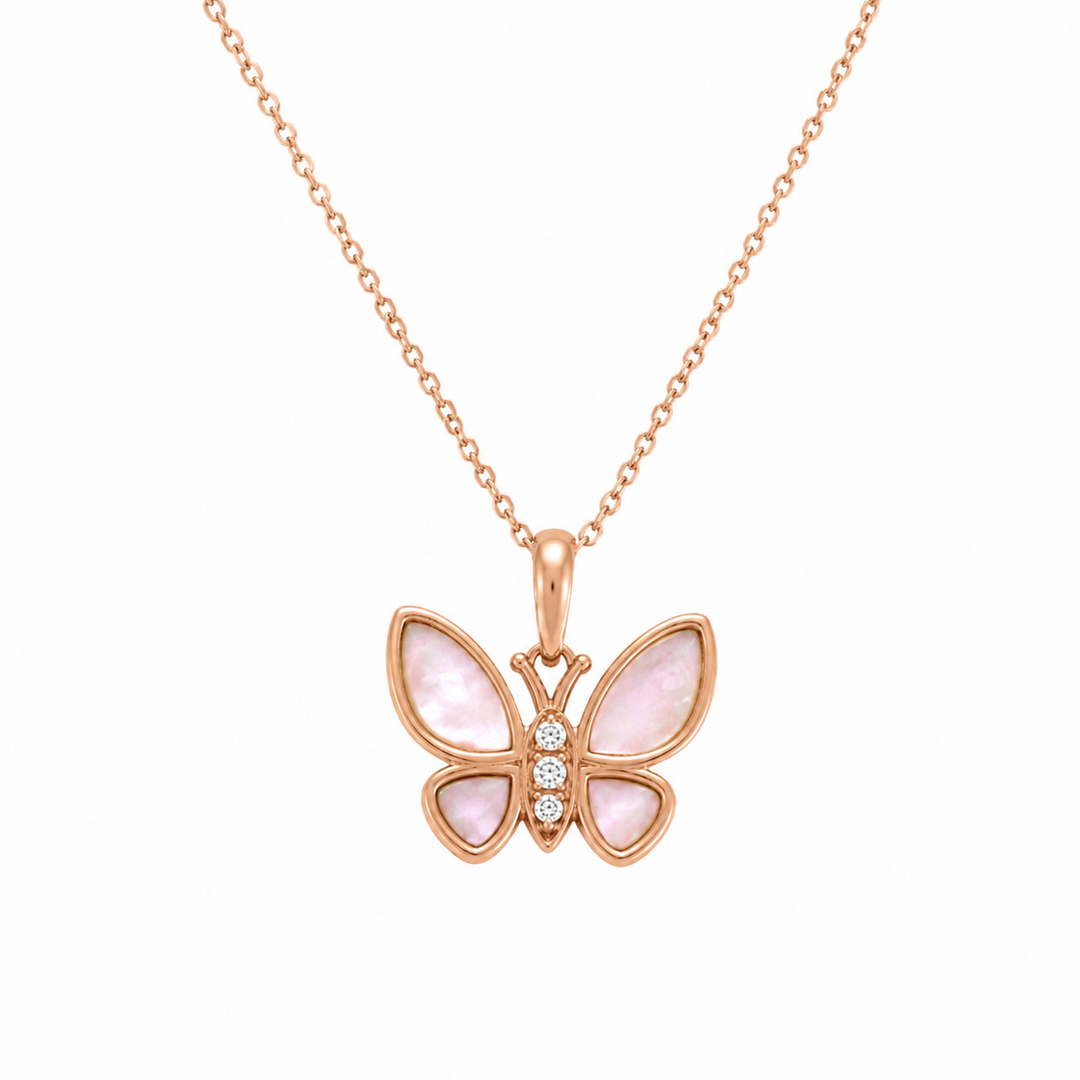 Kabana 14K Rose Gold Pink Mother-of-Pearl 0.03 ctw Diamond Pendant, 18"