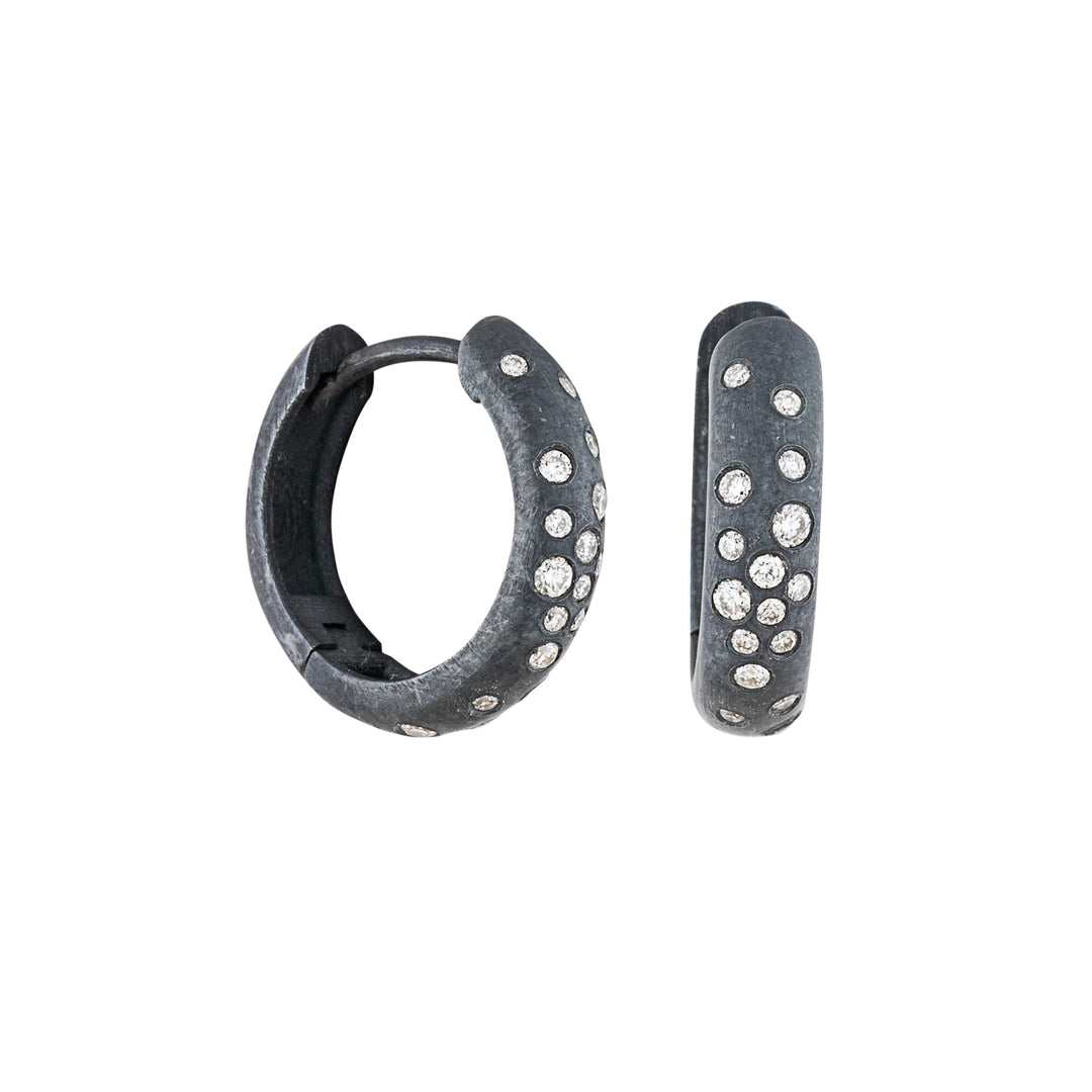 Lika Behar Oxidized Silver Diamond Hoops - 0.22 CTW