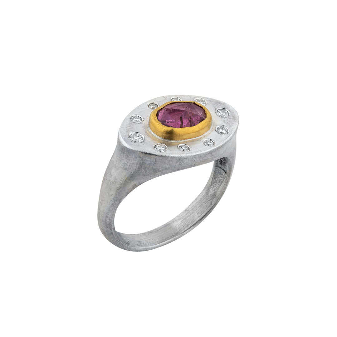 Lika Behar 24K Yellow Gold & Sterling Silver Pink Tourmaline Ring - 0.14 CTW