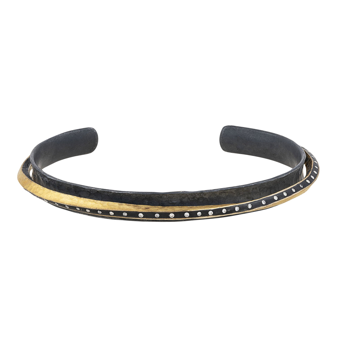 Lika Behar 24K Yellow Gold & Oxidized Silver Twist Cuff - 0.26 CTW