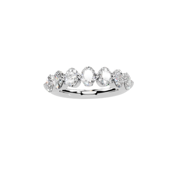 Congress Signature 14k White Gold Oval Diamond Ring - 7 Stones, 1.62 CTW