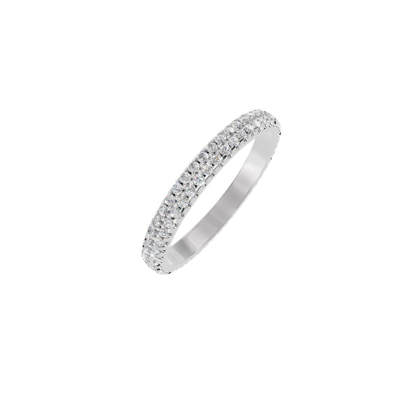 Congress Signature 18k White Gold Two-Row Pave Diamond Ring - 0.58 CTW