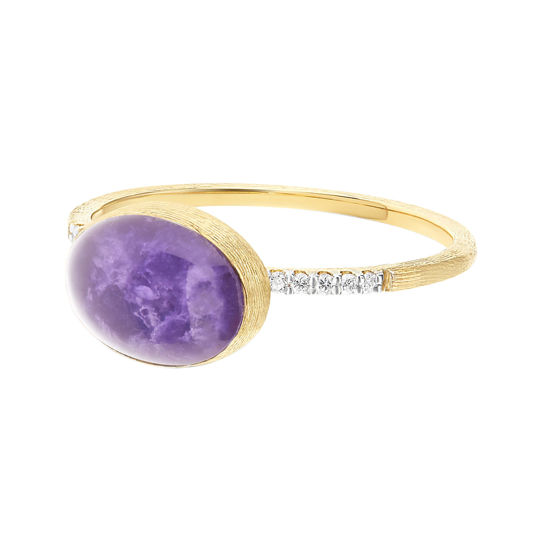 Nanis 18K Yellow Gold Dancing Rain Small Boules Lepidolite Diamond Ring, Diamond 0.05 Ct