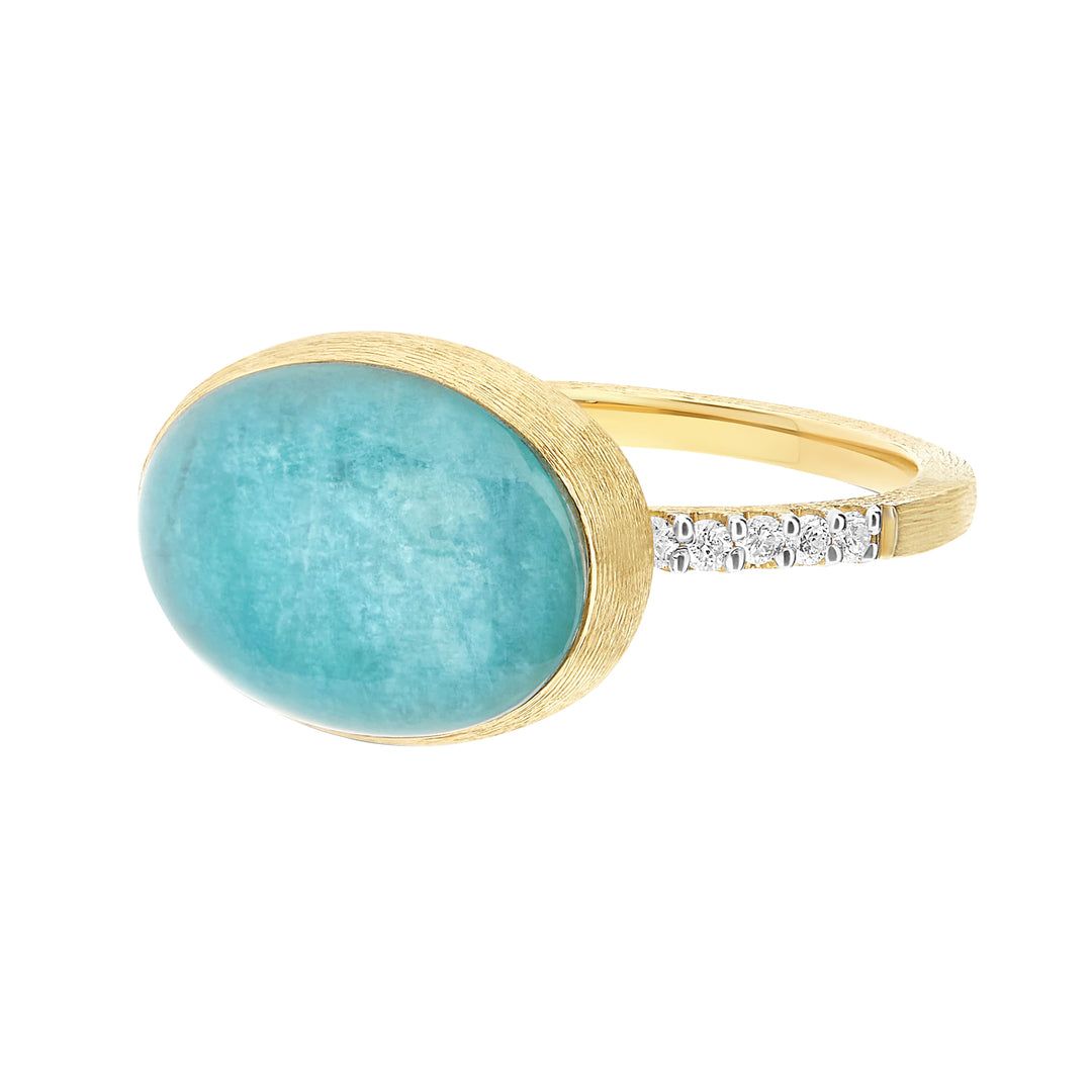 Nanis 18K Yellow Gold Boules Anice Rock Crystal Ring, Diamond 0.12 Ct, Size 7