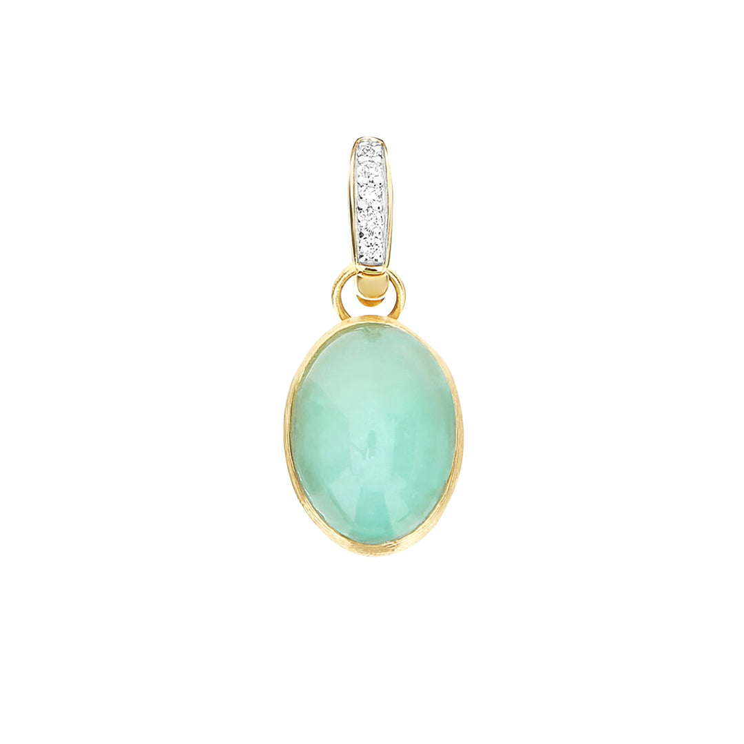 Nanis 18K Yellow Gold Boules Amazonite & Rock Crystal Pendant, Diamond 0.02 Ct