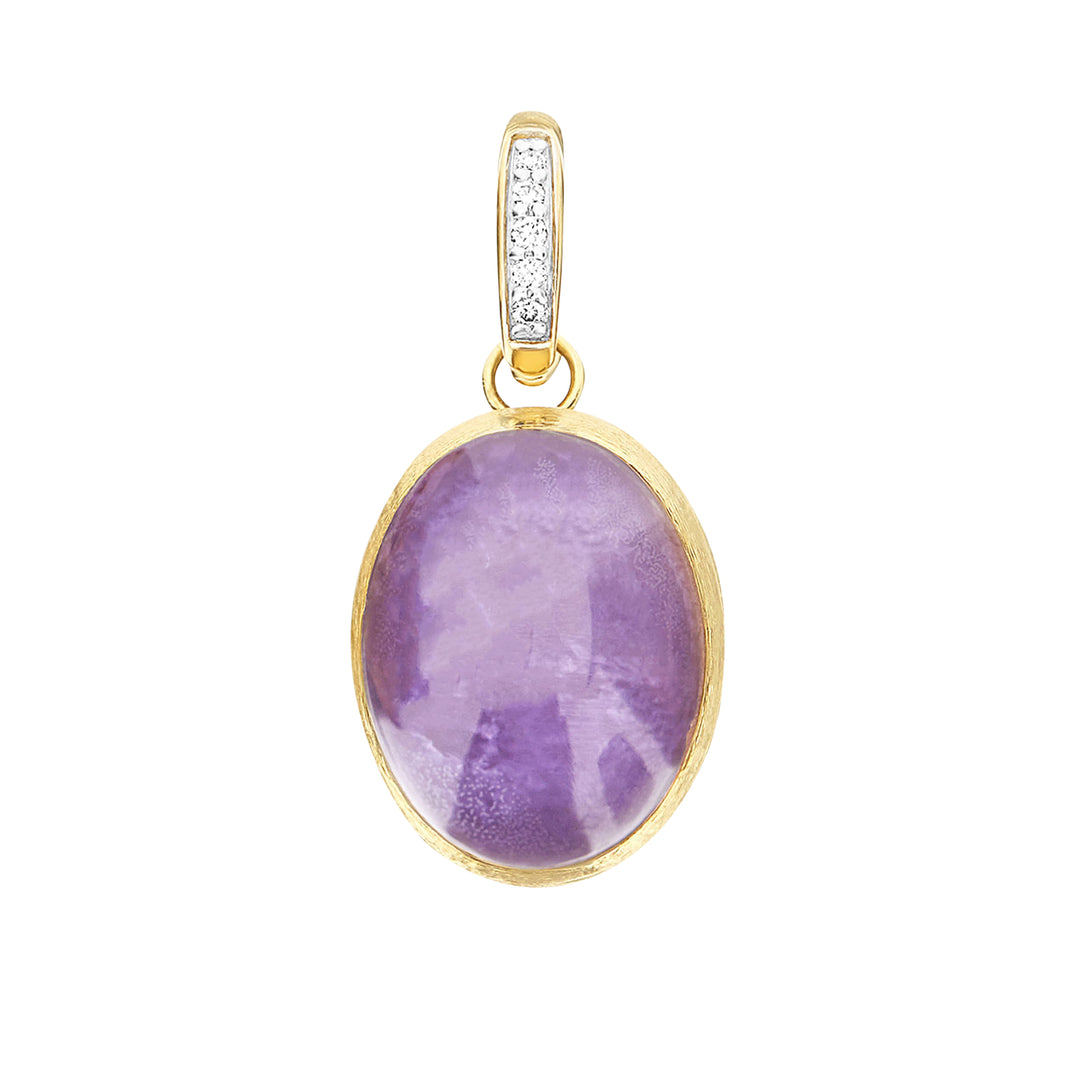 Nanis 18K Yellow Gold Dancing Rain Small Boules Drop Lepidolite Pendant, Diamond 0.02 Ct