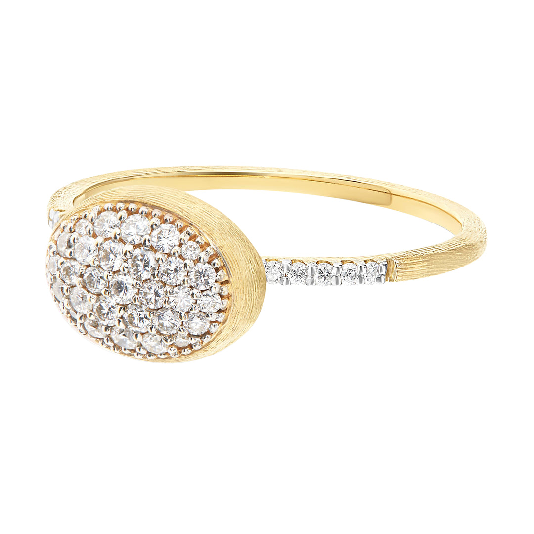Nanis 18K Yellow Gold Elite Large Pavé Oval Diamond Ring, Diamond 0.29 Ct