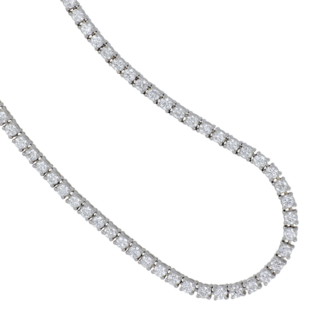 Norman Silverman 18K White Gold Diamond Line Necklace, 189 Round Diamonds Total 3.84 Ct, GH/VS, 16.5