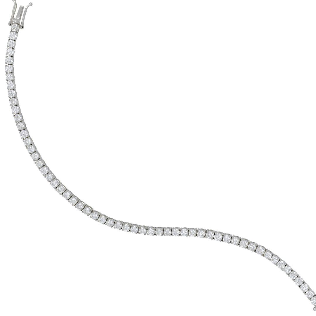 Norman Silverman 18K White Gold Diamond Line Bracelet, 57 Round Diamonds Total 5.90 Ct, GH/VS, 7.5