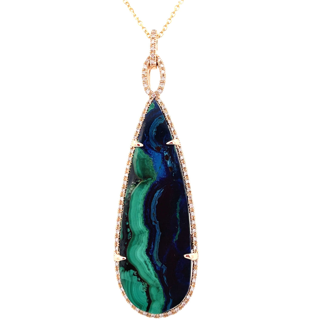 PJ 14Y AZURITE MALACHITE =24.78CT D=0.31 TW GH/SI NK 16"