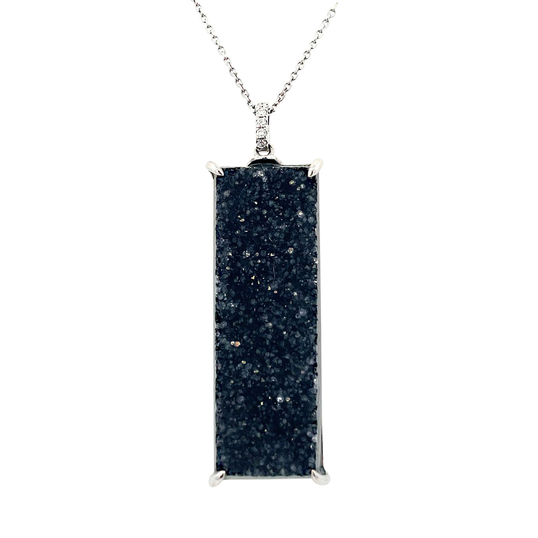 PJ 14W RECTNGL BLK DRUSY=20.23 CT 5D=0.04TW GH/SI NK 17"