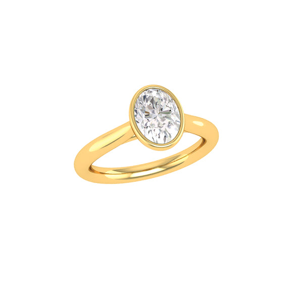 Congress Signature 18k Yellow Gold Bezel-Set Oval Diamond Ring - 1.50 CT F/SI1 (GIA)