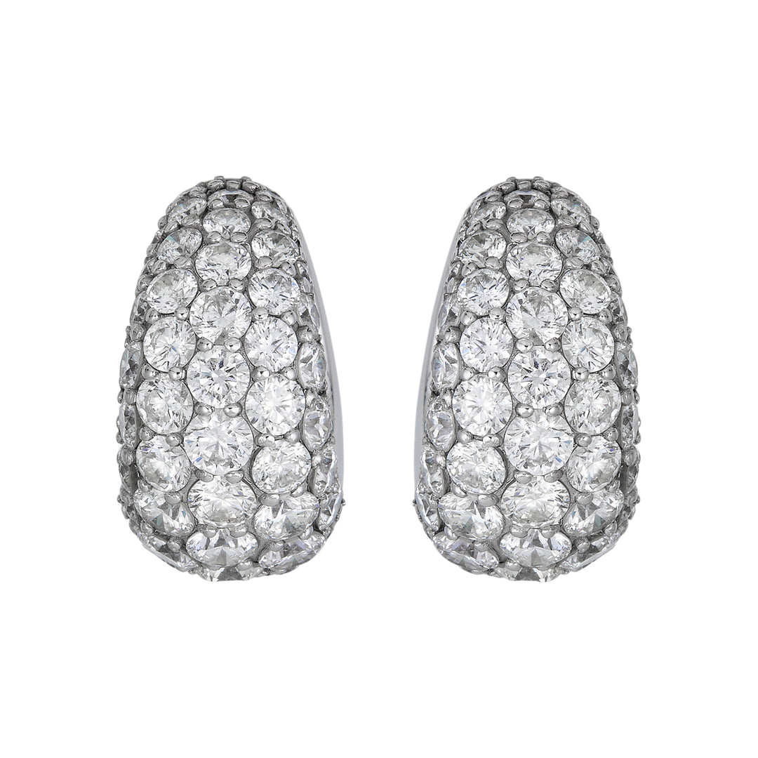 Piranesi 18K White Gold Pavé Diamond Small Hoop Earrings – Diamonds 5.63 Ct
