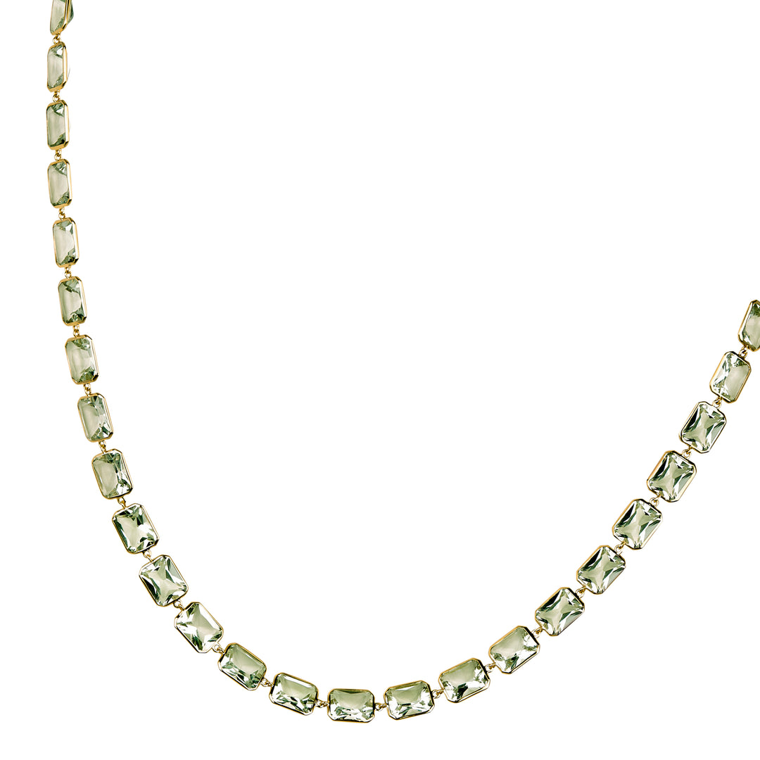 Piranesi 18K Yellow Gold Emerald-Cut Green Amethyst Necklace, Amethyst 88.82 Ct, 24"