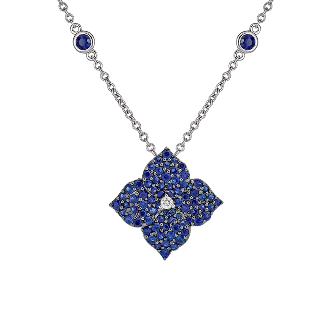 Piranesi 18K White Gold Pavé Blue Sapphire & Diamond Necklace – Sapphires 1.60 Ct, Diamonds 0.03 Ct
