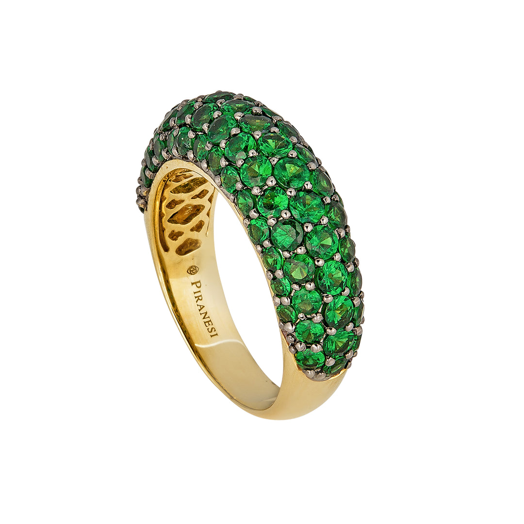 Piranesi 18K Yellow Gold Pavé Tsavorite Ring – Tsavorites 3.41 Ct