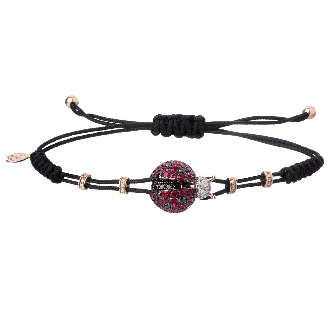 Pippo Perez 18K Gold Ladybug Bracelet with Rubies & Black Diamonds