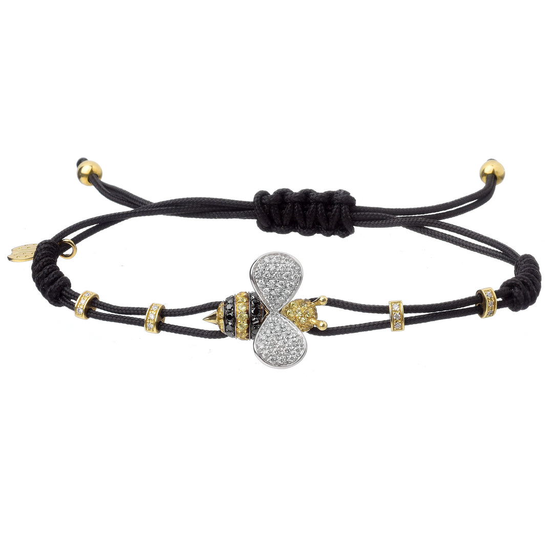 Pippo Perez 18K Yellow Gold Bee Bracelet with Yellow Sapphires & Black Diamonds