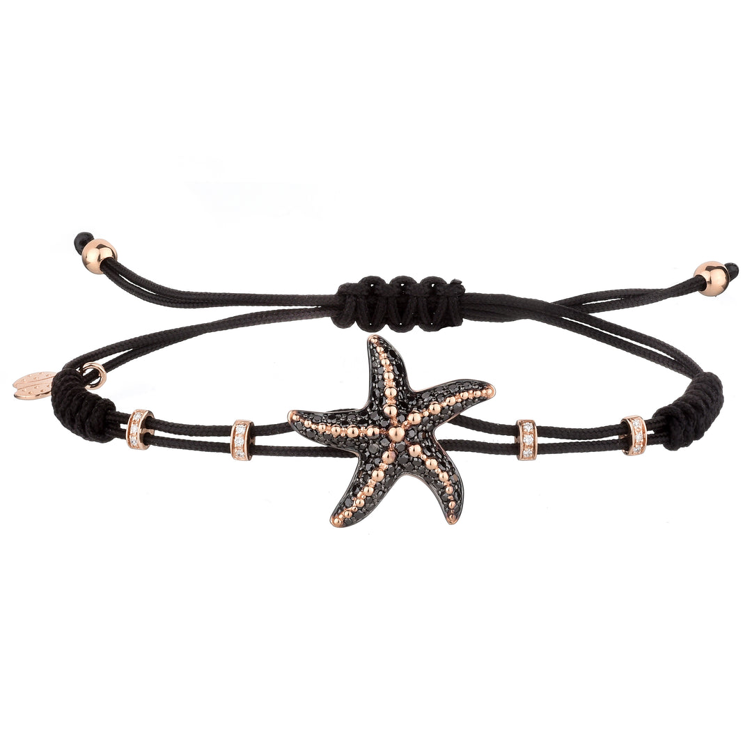 Pippo Perez Rose Gold Sea Star Bracelet with Black & White Diamonds