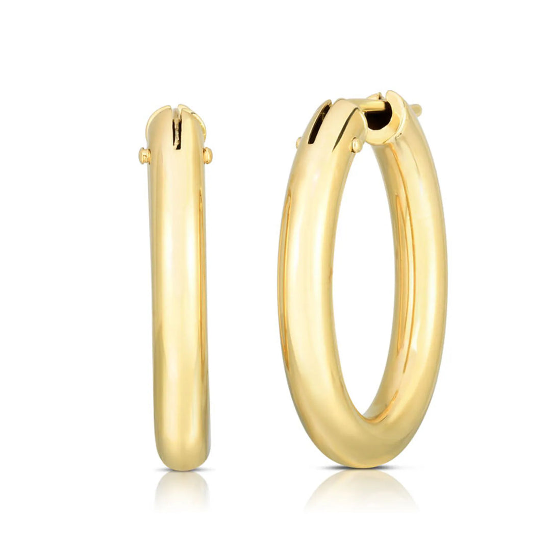 Roberto Coin Perfect Gold Hoops 18K Yellow Gold Hoops - 4mm Oval