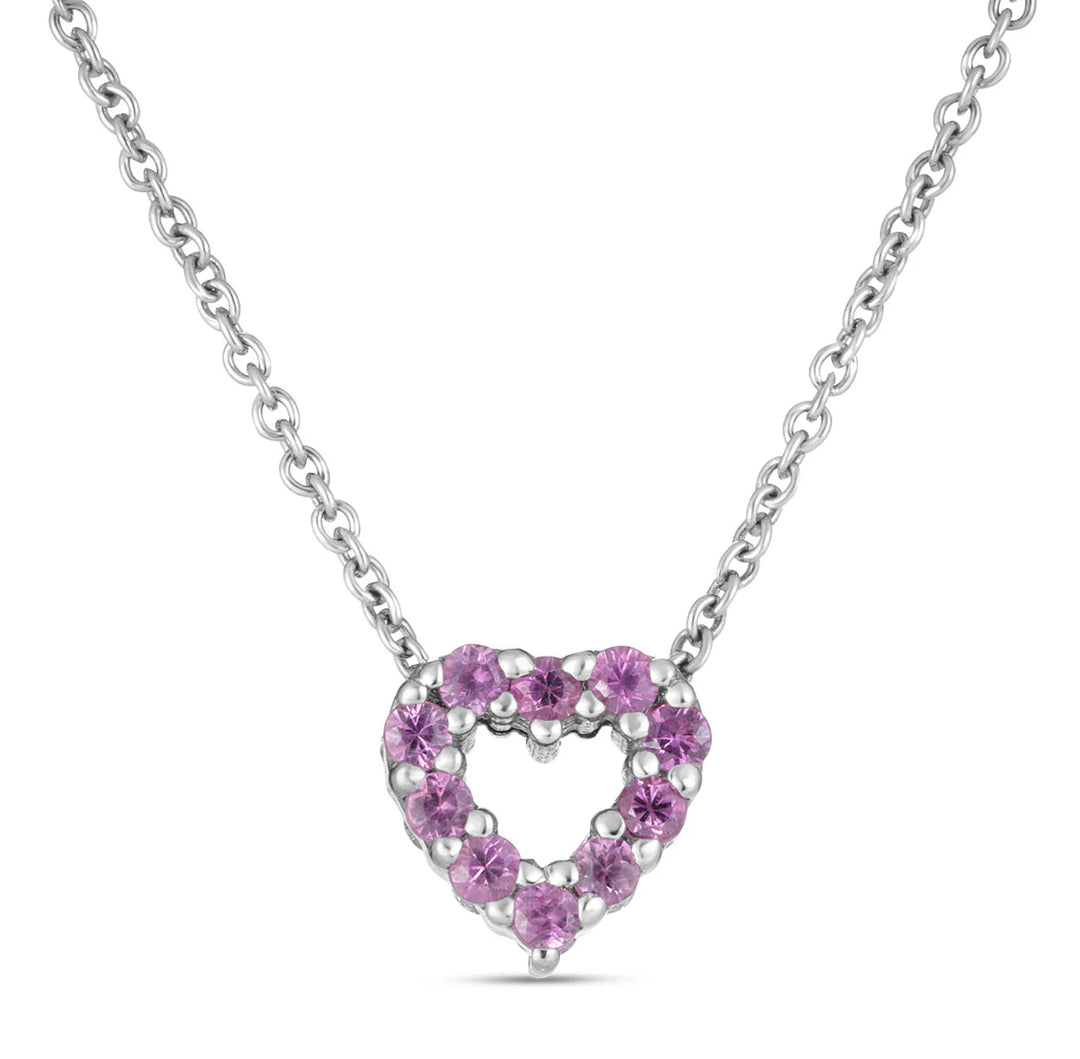 M RCO 18W DIA & PINK SAP HEART NK PS=.10CTTW D=.10CTTW 16-18