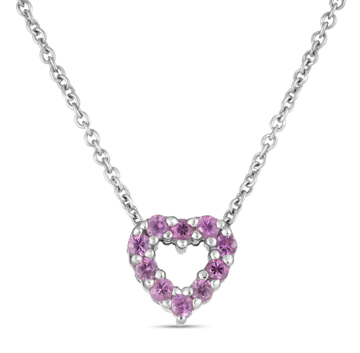M RCO 18W DIA & PINK SAP HEART NK PS=.10CTTW D=.10CTTW 16-18