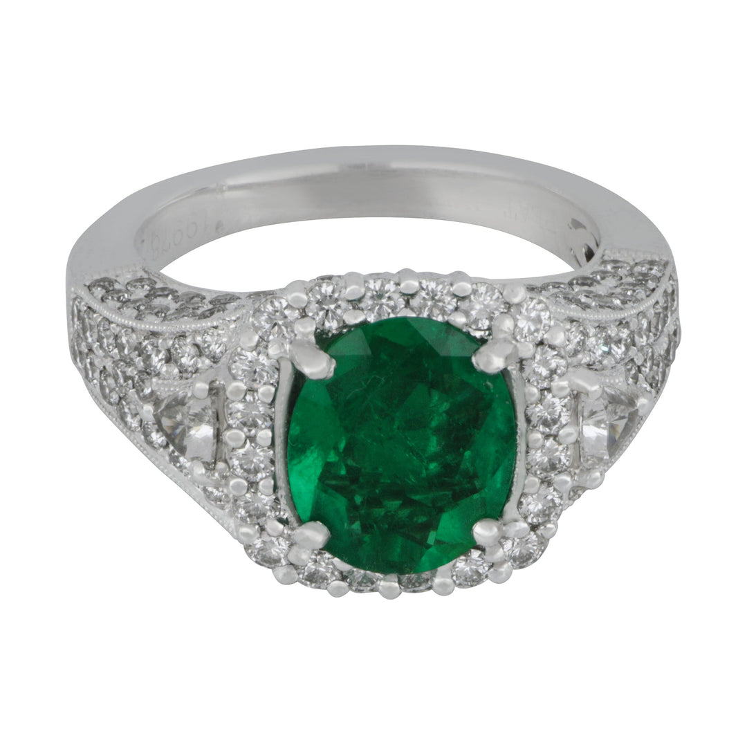 Jye's Emerald Ring (EM=1.68CT TRILL =.20TW D=1.51TW F/VVS)