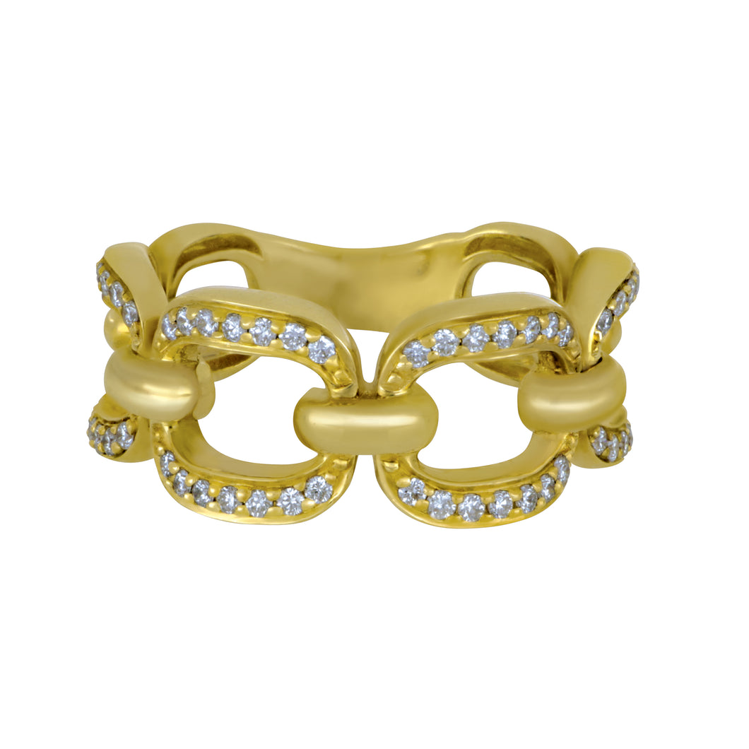 14 Karat Yellow Gold Open Link Ring Size 7, Dias=.32tw GH/SI