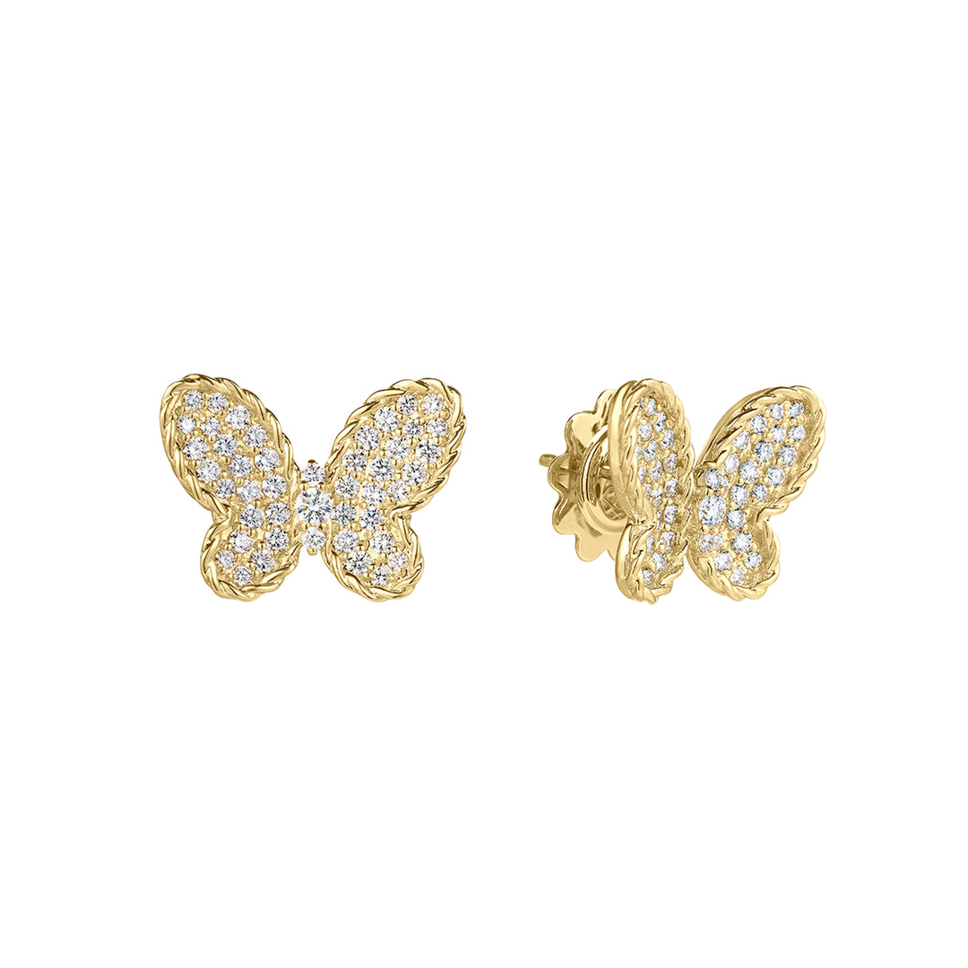 Roberto Coin 18K Yellow Gold Jasmine Diamond Butterfly Earrings, Diamond 0.68 Ct