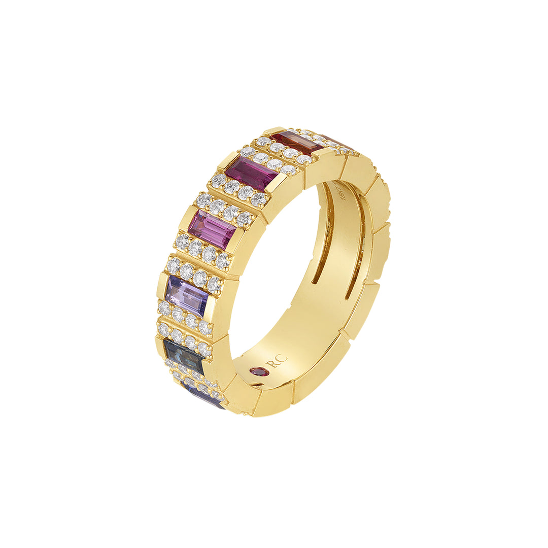 Roberto Coin 18K Gold Obelisco Diamond, Ruby, Pink & Orange Sapphire Ring