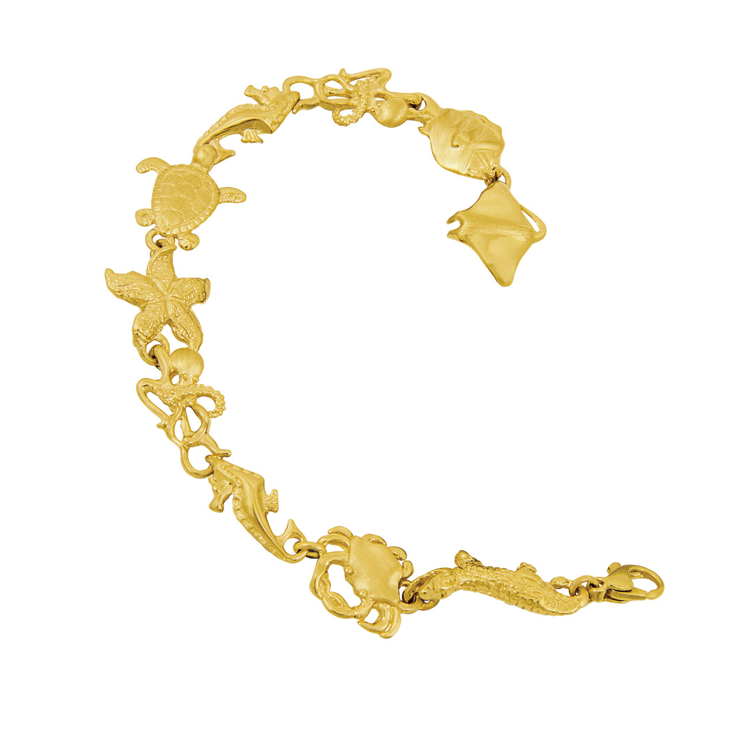 14K Yellow Gold Small Living Sealife Bracelet