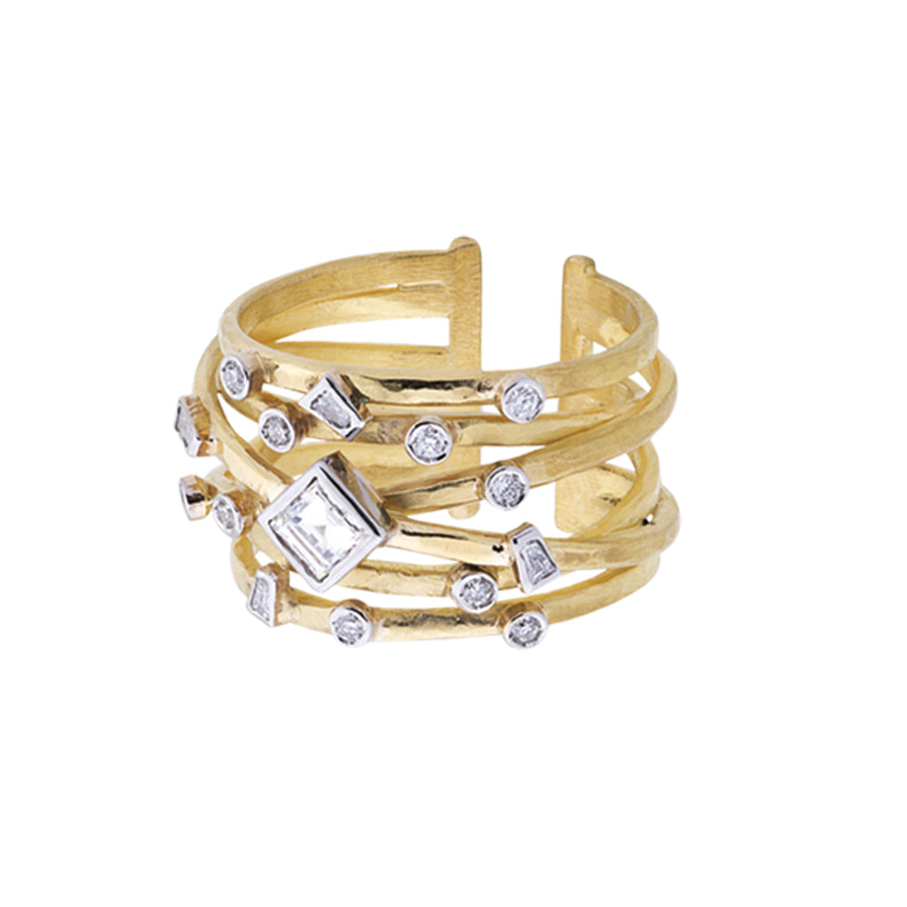 Lika Behar 22k Gold Fashion Ring with Diamonds