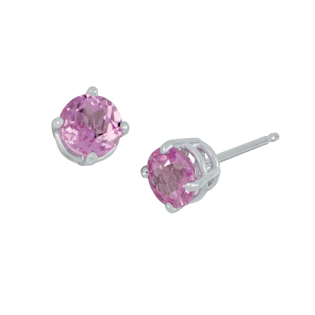14K White Gold Pink Tourmaline Stud Earrings - 1.00 CTW