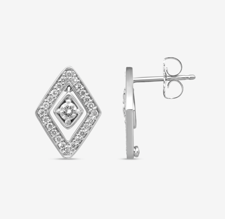 Roberto Coin 18K White Gold Earrings - Lozenge Studs