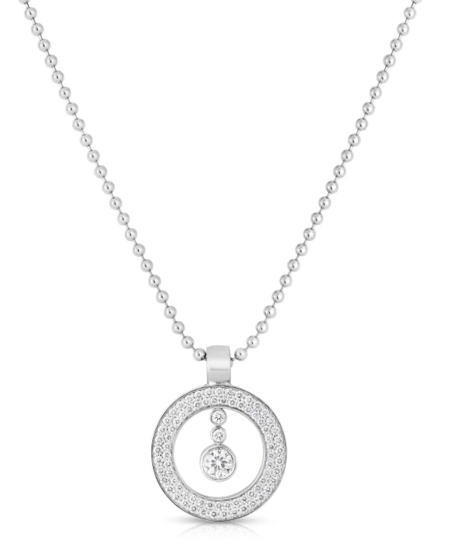 Roberto Coin Pois Moi 18K White Gold Pendant - Pave Baby O .55ct Pave
