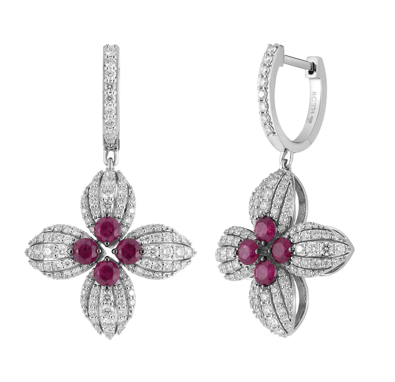 Roberto Coin Verona 18K White Gold Earrings - Dia Ruby R=.06tw