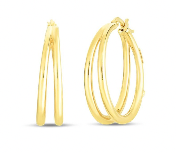 Roberto Coin Oro Classic 18K Yellow Gold Hoops - Dbl