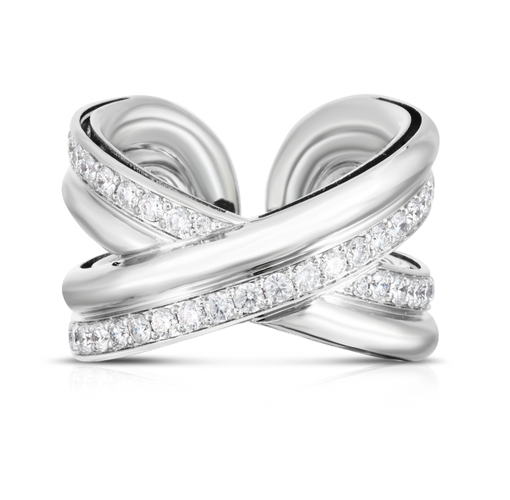 Roberto Coin Cialoma 18K White Gold Ring - Letter X