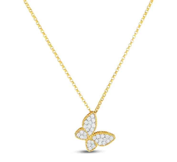 Roberto Coin Animalier 18K Yellow & White Gold Pendant - Rco Butterfly