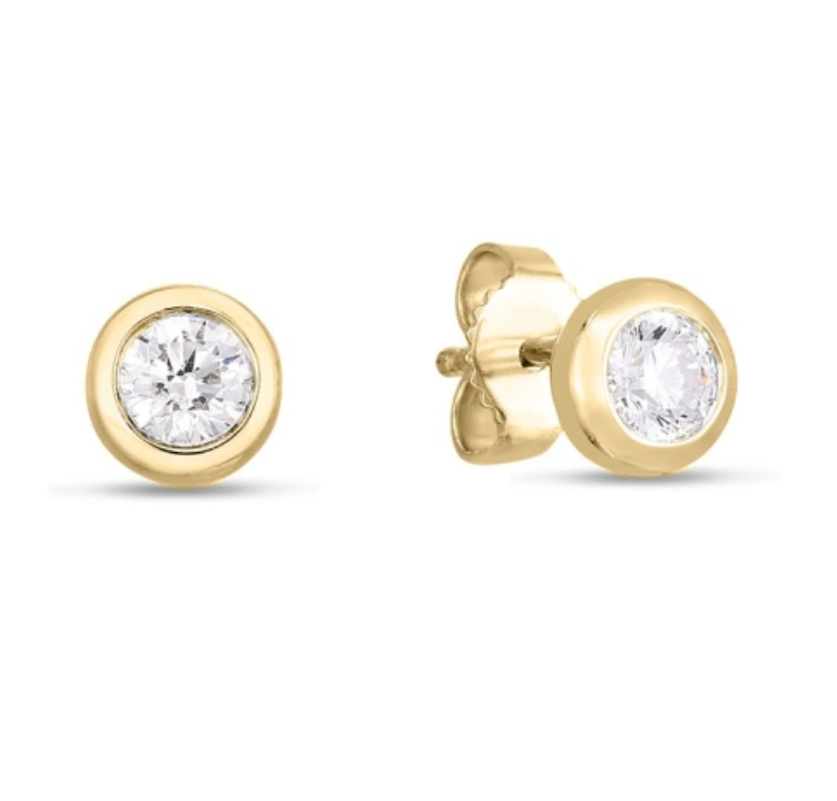 Roberto Coin 18K Yellow Gold Earrings - Bezel Stud