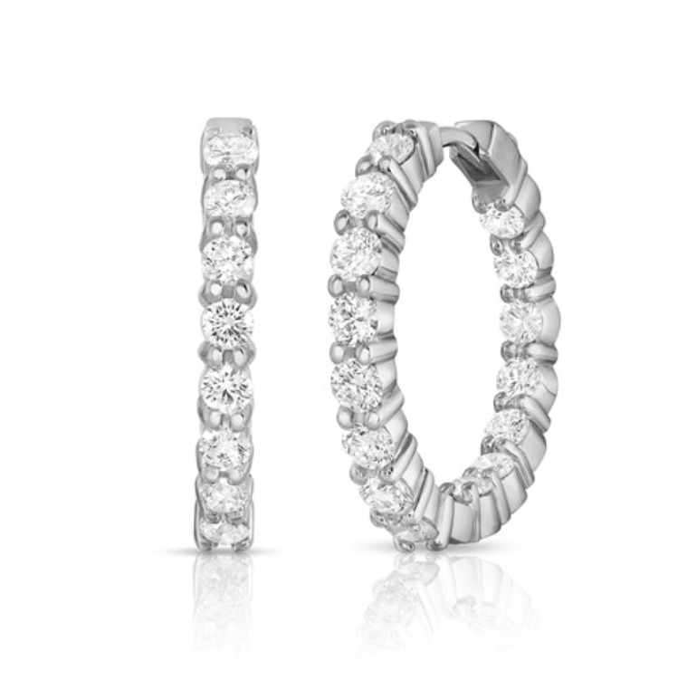 Roberto Coin 18K White Gold Hoops - In/out