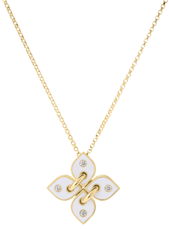 Roberto Coin 18K Yellow Gold Piece - Vp Filo Wht Enamel Nkl