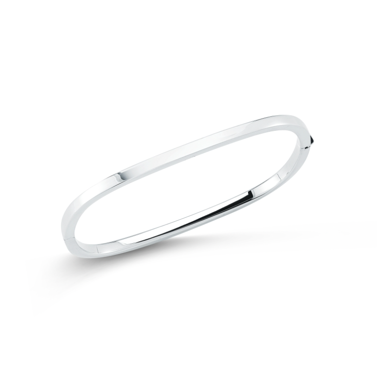 Roberto Coin 18K White Gold Bangle - Square Hinged