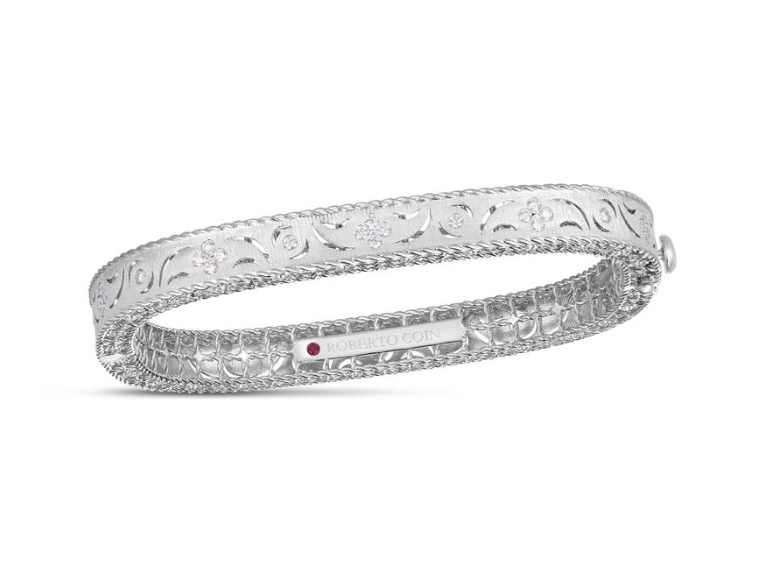 Roberto Coin 18K White Gold Bangle - Princ Ornate