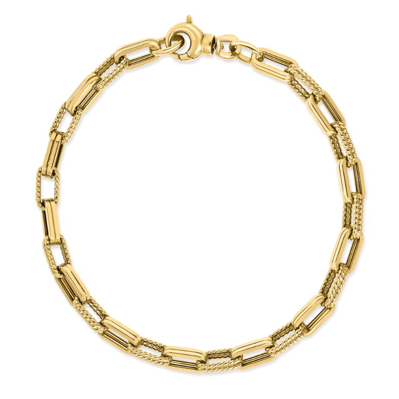 Roberto Coin 18K Yellow Gold Bracelet - Sm Dual Texture Oval Link