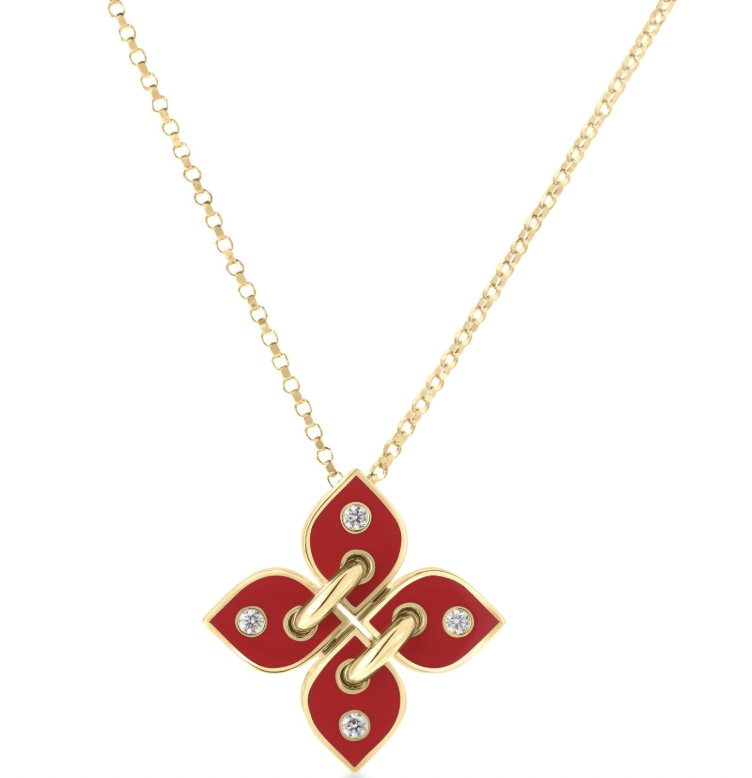 Roberto Coin 18K Yellow Gold Piece - Vp Filo Coral Enamel Nkl