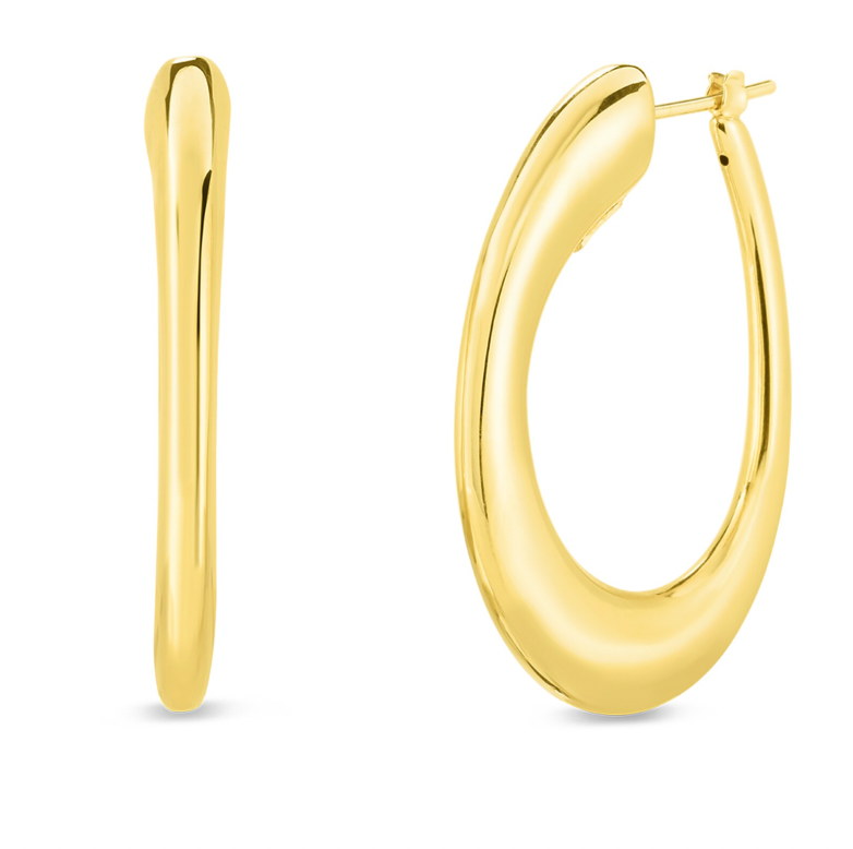 Roberto Coin Oro Classic 18K Yellow Gold Hoops - Oval